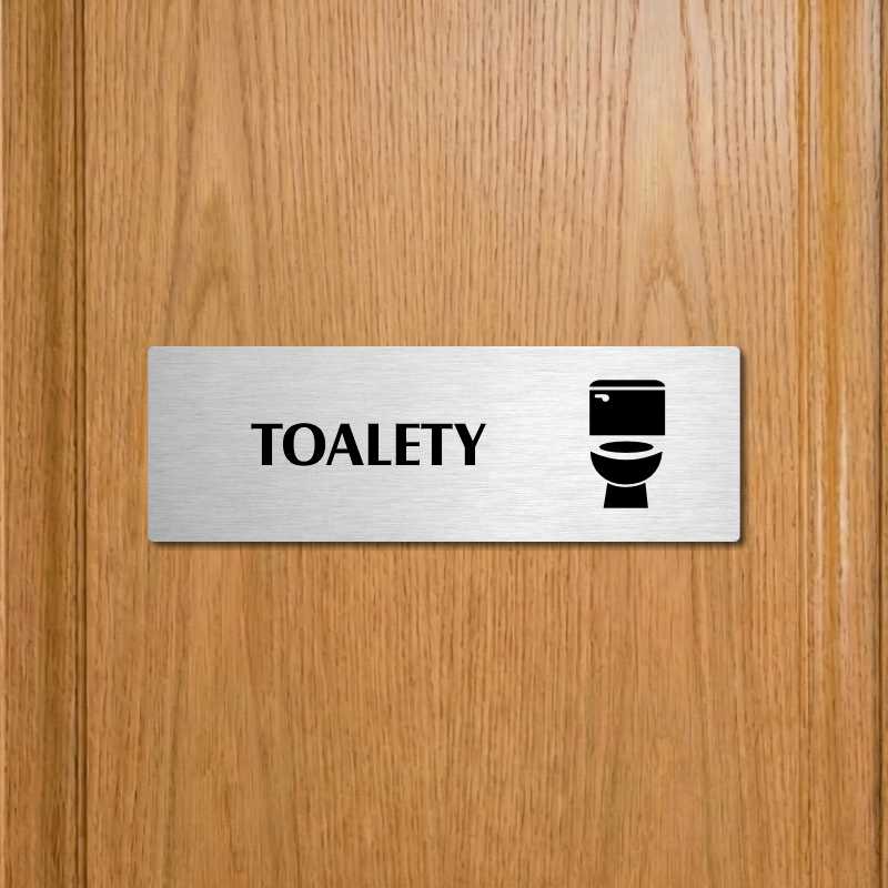 Toalety, 200x66mm, zlatá popiska s okrasným rámečkem  